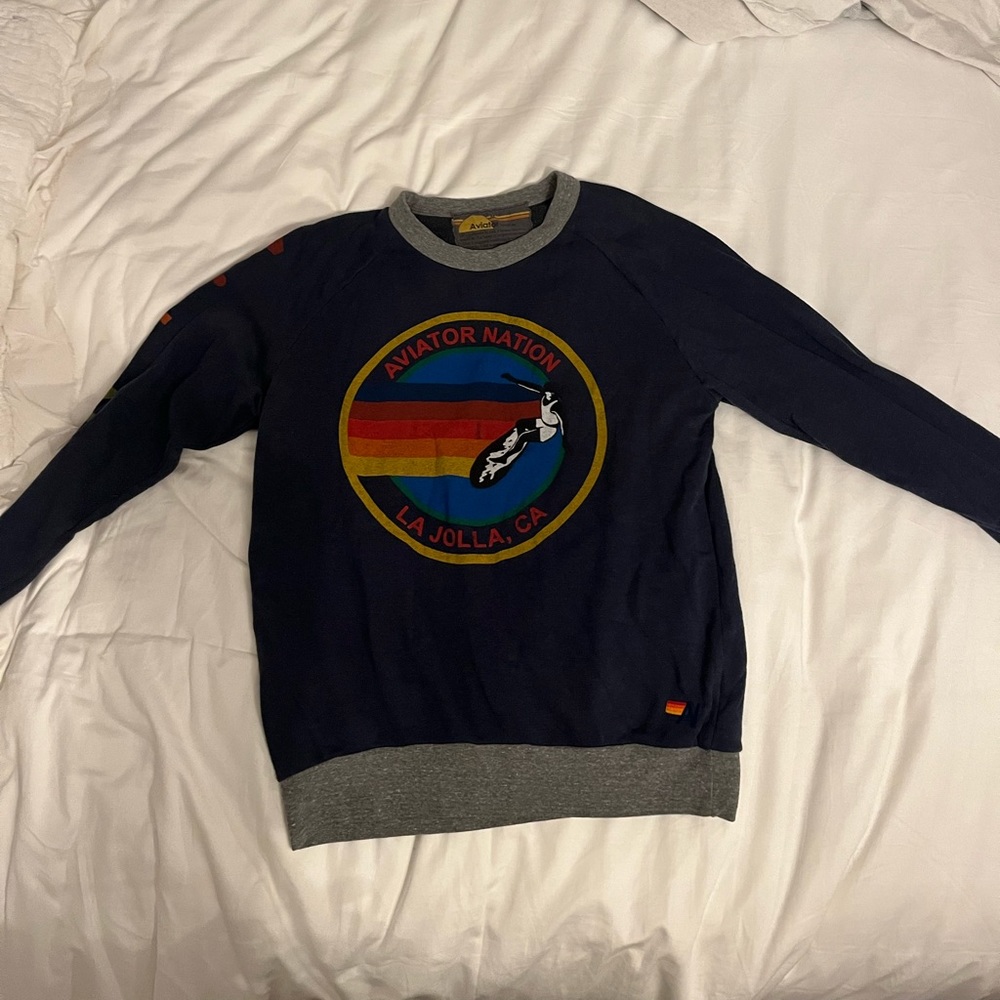 Navy and gray Aviator Nation Sweatshirt